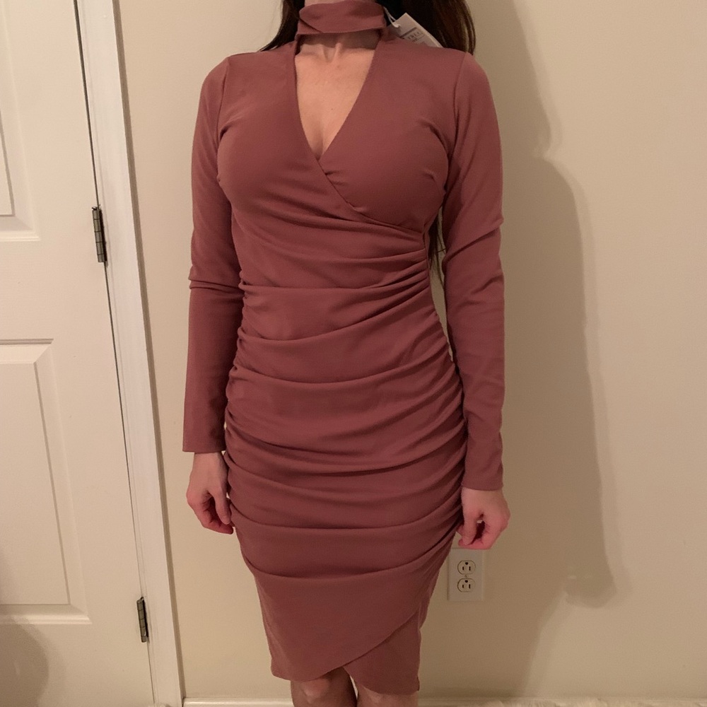 Dusty Rose Bodycon Midi Dress